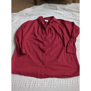 Laneway The Label Gathered‎ Top Oversized Button Up Long Sleeve Red Sz XS Light